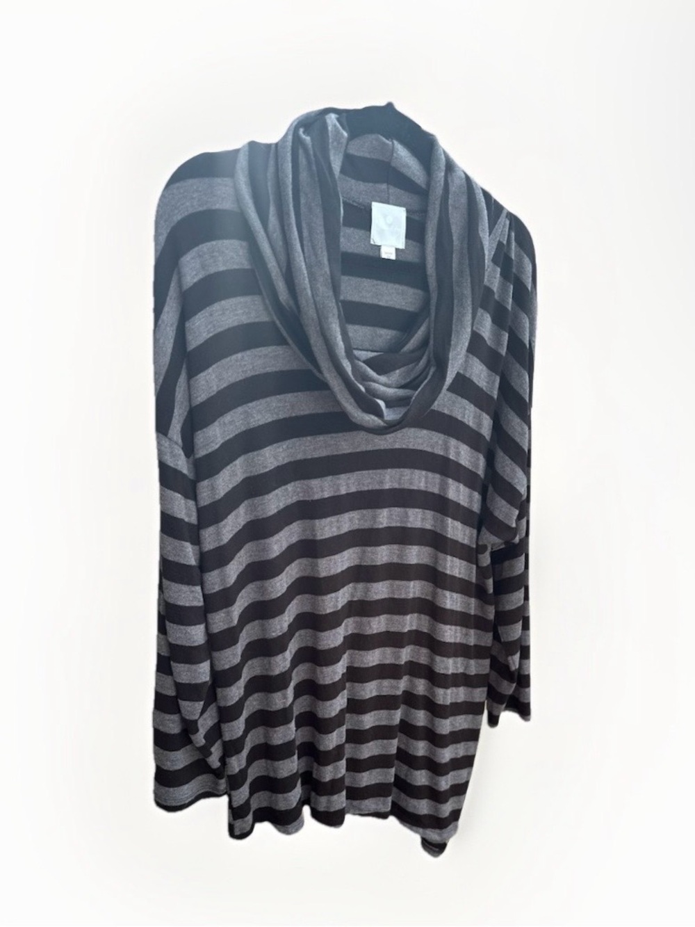 Sunday Brand Womens Size 2X Knit Pullover Cowl Neck Shirt Top Black And Grey - Picture 2 of 5